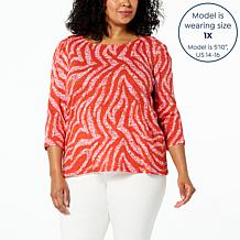 G by Giuliana Slub Jersey Knit Puff-Sleeve Printed Tee