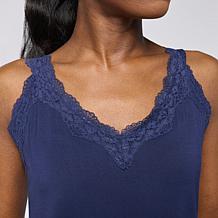 G by Giuliana Solid Knit Tank Top with Lace Trim