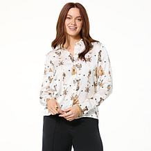 G by Giuliana Woven Printed Button-Front Blouse