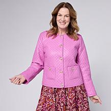 G by Giuliana Woven Quilted Leather Jacket