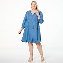 G by Giuliana Woven Tencel Flounced Hem Shift Dress