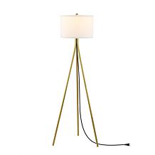 Galilea 61" Gold Iron Floor Lamp with Cotton Shade