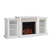 Gallatin Simulated Stone Electric Fireplace with Bookcases