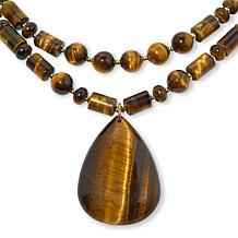GemHues 17" Bronze Gemstone Double Layered Beaded Necklace