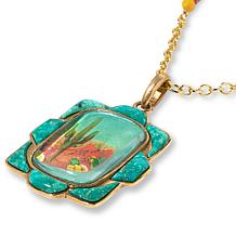 GemHues Bronze Gemstone Desert Cactus Landscape Pendant with Chain