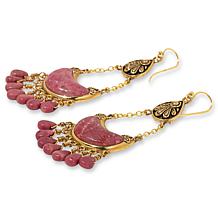 GemHues Bronze Gemstone Textured Chandelier Drop Earrings