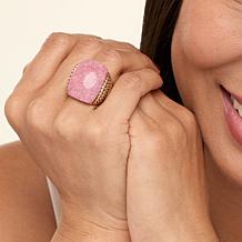 GemHues Bronze Gemstone Textured Wide Band Ring