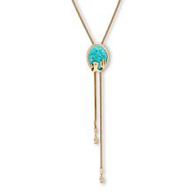 Gemhues Composite Turquoise Gold-Tone Bolo Necklace