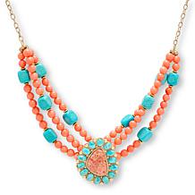 Gemhues Multi-Strand Coral and Turquoise Statement Necklace
