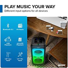 Gemini GGO-2650L Dual 6.5" Portable Bluetooth Boombox with LED Lights