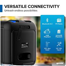 Gemini GGO-650L 6.5" Portable Bluetooth Boombox with LED Party Lights