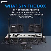 Gemini Sound UHF-04HL Quad Wireless UHF Headset/Lavalier System