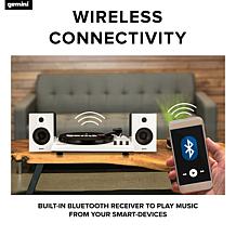 Gemini TT-900 Turntable System with Pair of Speakers - Black/White