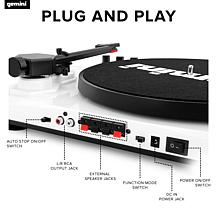 Gemini TT-900 Turntable System with Pair of Speakers - Black/White
