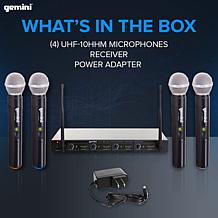 Gemini UHF-04M UHF Quad Wireless Handheld Microphones System
