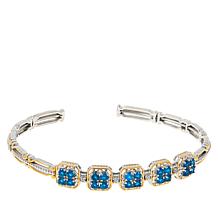 Gems by Michael Blue Apatite and White Zircon Flexible Cuff Bracelet