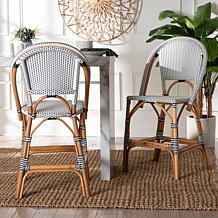Genica Rattan Counter Stool with Woven Plastic Frame