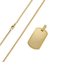 Geoffrey Beene 0.10ctw Cubic Zirconia Dog Tag Pendant Necklace