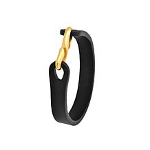 Geoffrey Beene Men's Stainless Steel and Leather Hook Closure Bracelet
