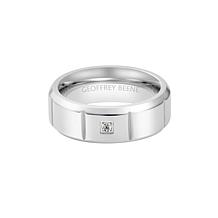 Geoffrey Beene Men's Stainless Steel CZ Grooved Ring