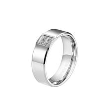 Geoffrey Beene Men's Stainless Steel Four-CZ Ring
