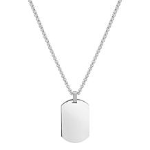 Geoffrey Beene Stainless Steel Dog Tag Pendant Necklace