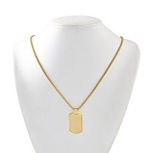 Geoffrey Beene Stainless Steel Polished Dog Tag Pendant Necklace