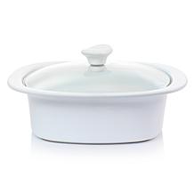 Gibson Elite Gracious Dining 1.9 Qt Stoneware Casserole, White