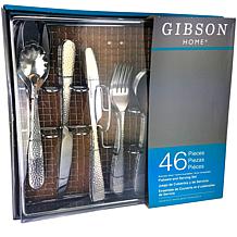 Gibson Hammered 46-Piece Flatware Set with Wire Caddy