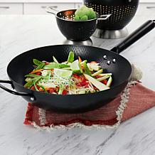 Gibson Home Hammered 13" Heavy Gauge Carbon Steel Wok in Black