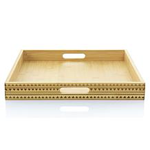 Gibson Home Sadler 15" Wood Serving Tray with Built-in Handles