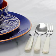 Gibson Sensations II 16-Pc SS White Handle Flatware Set with Caddy