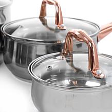 GibsonHome Bransonville 8Pc Stainless Steel Cookware Set Chrome&Bronze