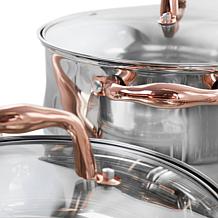 GibsonHome Bransonville 8Pc Stainless Steel Cookware Set Chrome&Bronze