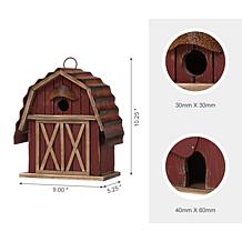 Glitzhome 10.25" Rustic Solid Wood Barn Birdhouse