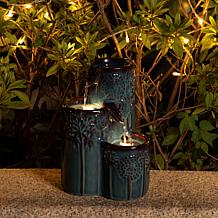 Glitzhome 10"H 3-Tier Turquoise Ceramic Tabletop Fountain
