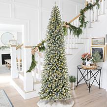 Glitzhome 11 Ft. Preloaded LED Pencil Fir Artificial Christmas Tree