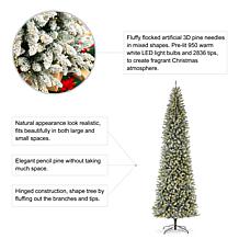 Glitzhome 11 Ft. Preloaded LED Pencil Fir Artificial Christmas Tree