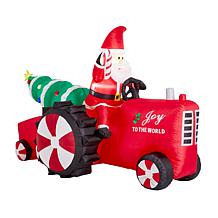 Glitzhome 11' Lighted Inflatable Santa on Tractor
