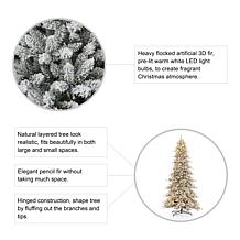 Glitzhome 11' Preloaded with LED Flocked Fir Artificial Christmas T...