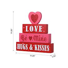 Glitzhome 11.25in H Lighted Valentine's Wooden Block Table Sign