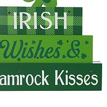 Glitzhome 11.5" Lighted St. Patrick's Wooden Block Table Sign