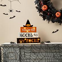 Glitzhome 11.5in. H Halloween Wooden Lighted Witch Word Block Decor