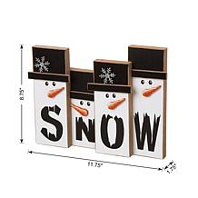 Glitzhome 11.75" Wooden Christmas Snowman Family
