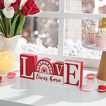 Glitzhome 11.75in H Valentine's Wooden LOVE Table Decor