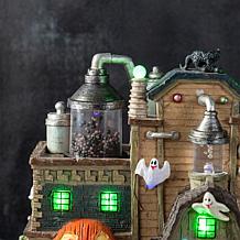 Glitzhome 11"H Lighted Resin Halloween Haunted House Village