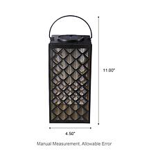 Glitzhome 11"H Square Textured Glass Pattern Solar Lantern with LED