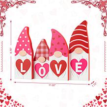 Glitzhome 11in L Valentine's Love Wooden Gnome Table Decor