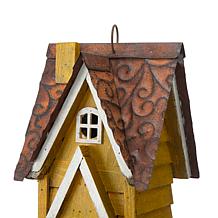 Glitzhome 12" Distressed Solid Wood Cottage Birdhouse