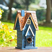 Glitzhome 12" Distressed Solid Wood Cottage Birdhouse